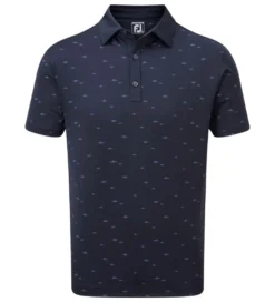 FootJoy Men's School Of Fish Print Lisle Golf Polo Shirt