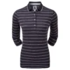 FootJoy Ladies 3/4 Sleeve Pinstripe Pique Golf Polo Shirt