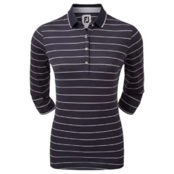 FootJoy Ladies 3/4 Sleeve Pinstripe Pique Golf Polo Shirt