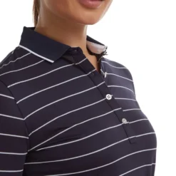 FootJoy Ladies 3/4 Sleeve Pinstripe Pique Golf Polo Shirt -Golf Sports Store 0078875 footjoy ladies 34 sleeve pinstripe pique golf polo shirt